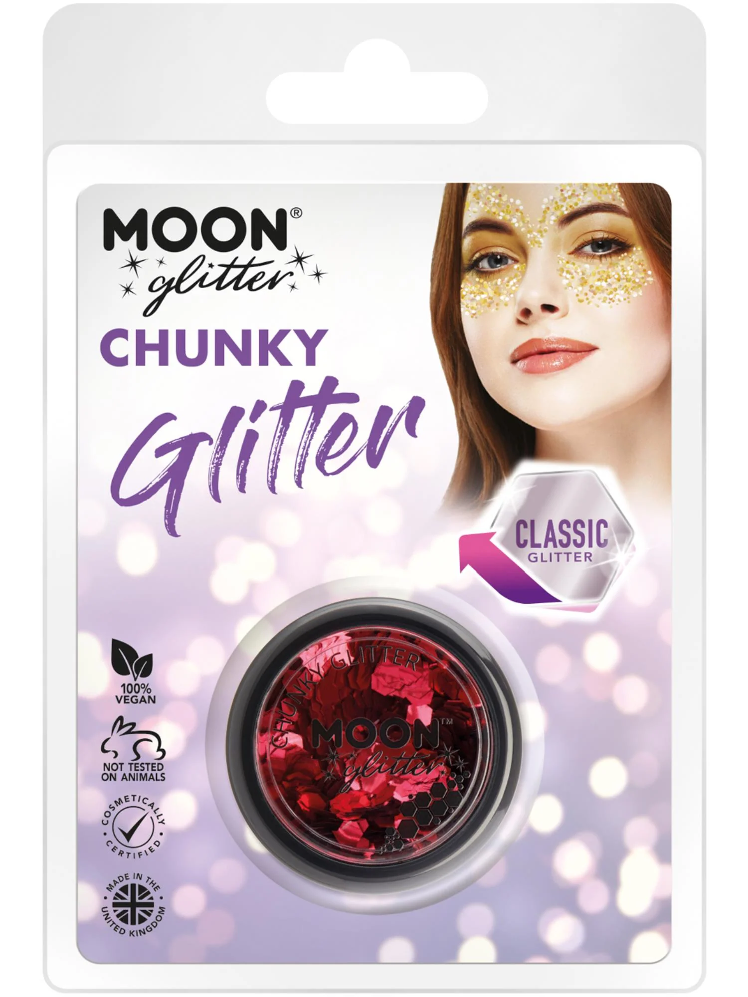 Moon Glitter Classic Chunky Glitter, Red  Wholesale