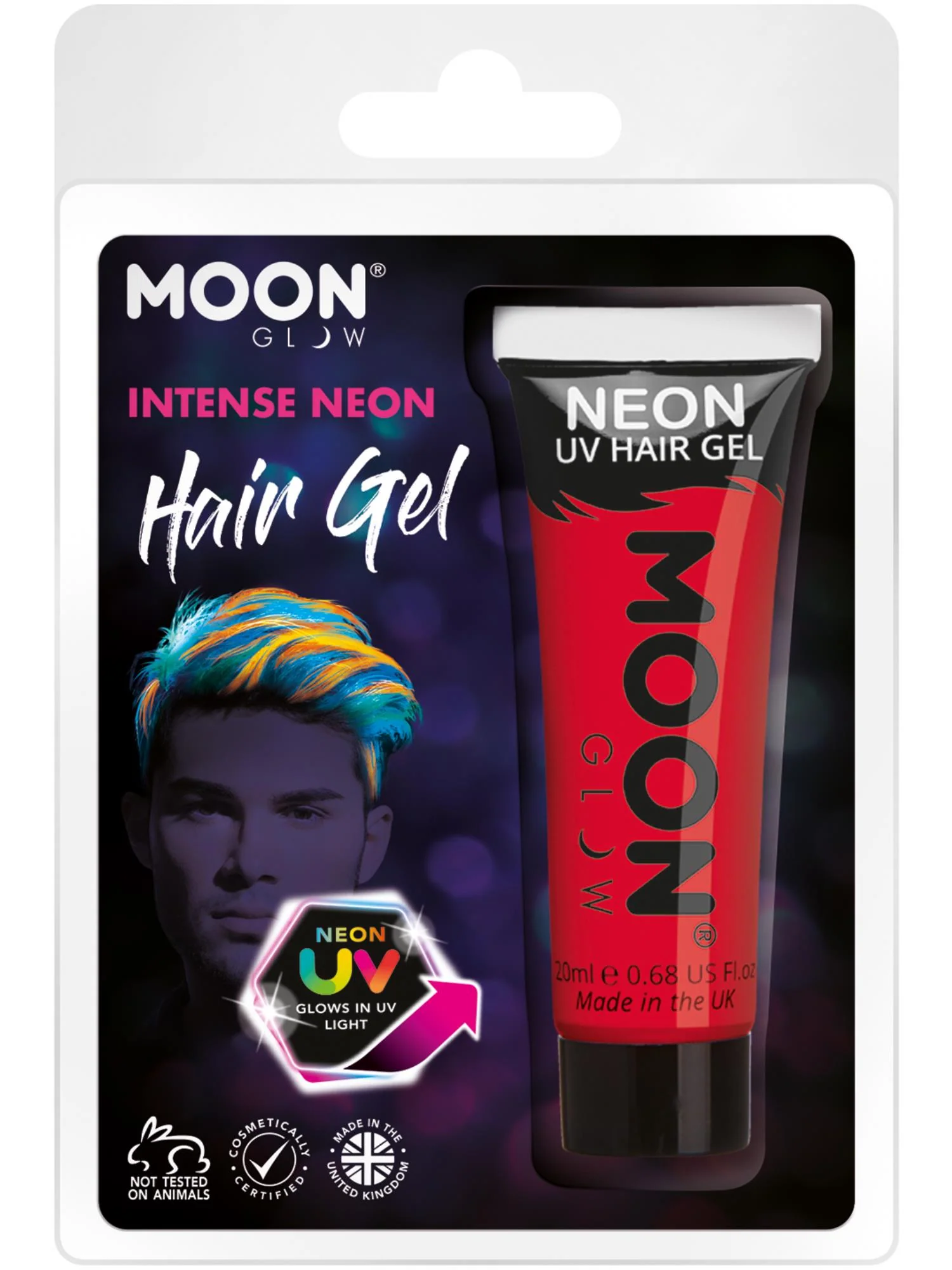 Moon Glow Intense Neon UV Hair Gel, Intense Red Wholesale