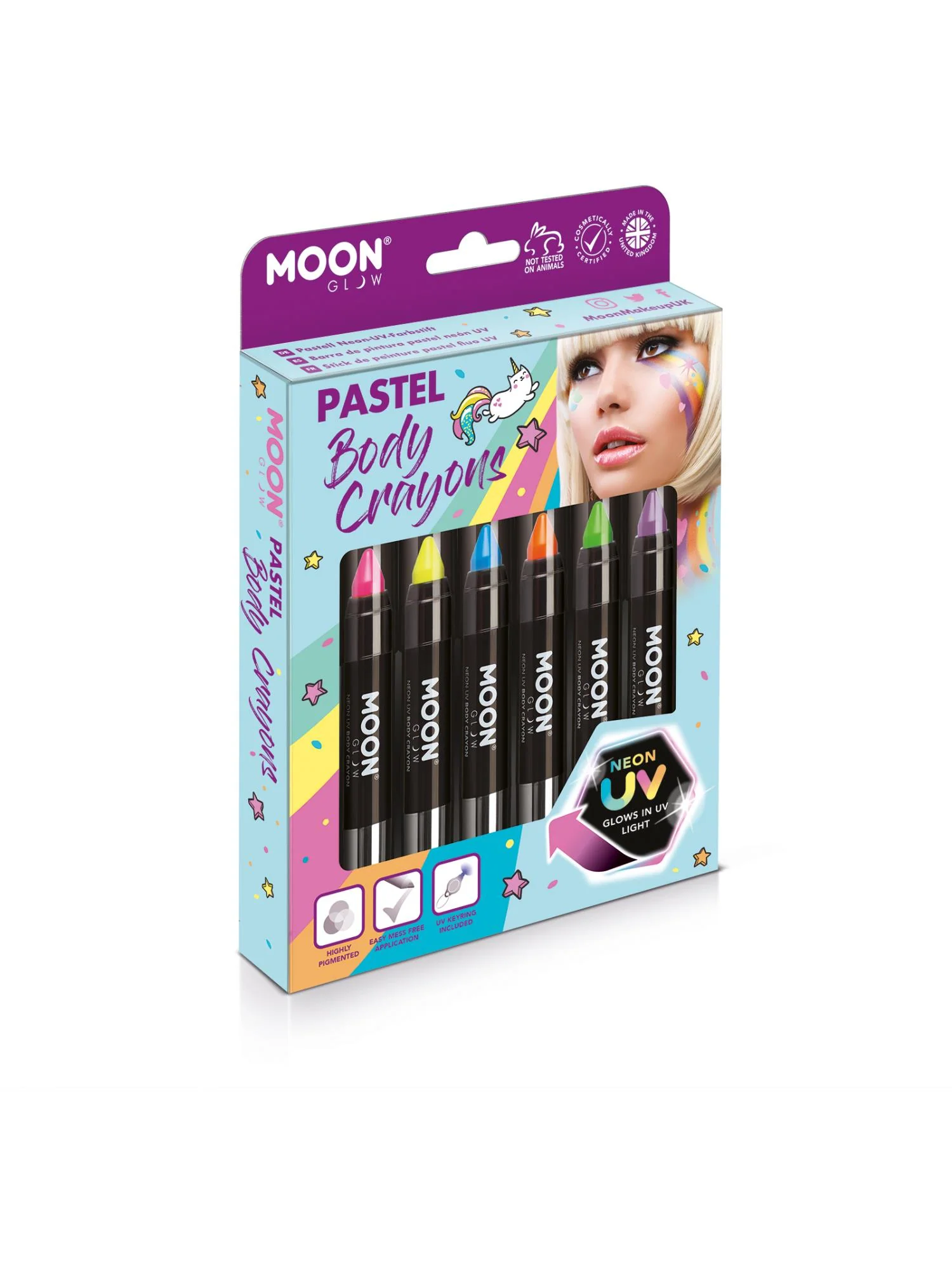 Moon Glow Pastel Neon UV Body Crayons, Assorted  Wholesale